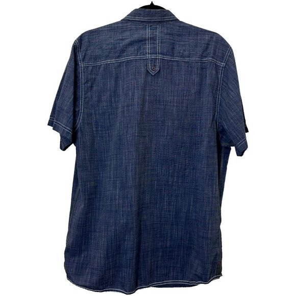 2/$30 Drill Mens Slim Fit Button Down Denim Shirt Size XL Blue Casual Skater - Picture 3 of 13
